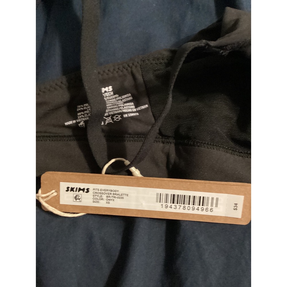 SKIMS‎ Fits Everybody Crossover Bralette Onyx Black XS BR-TRI-0235 NWT - Picture 4 of 5